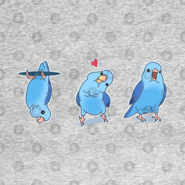 Three Blue parrotlet doodles by FandomizedRose